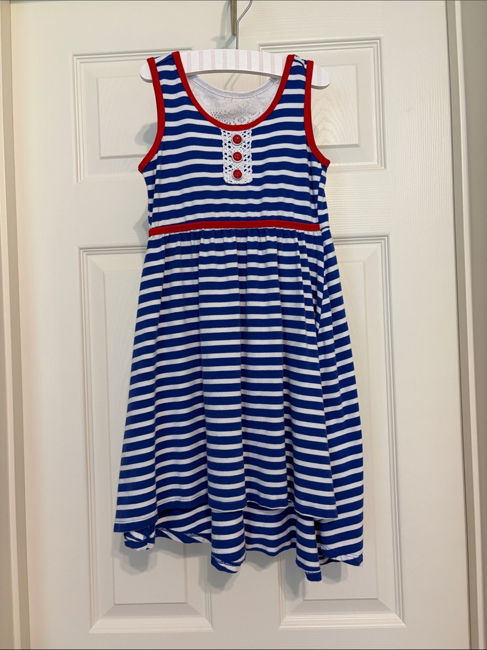 Jona Michelle high-low, red, white, and blue themed dress - Size 6